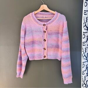 BAILEY ROSE Pastel Striped Button-Up Sweater